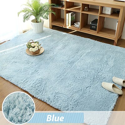 Living Room Carpet Bedroom Mat Soft Plush Tatami Mat Simple Baby Thicken Bedside Bed Front Bedroom Coffee Table Rug: blue / 100cm x 200cm