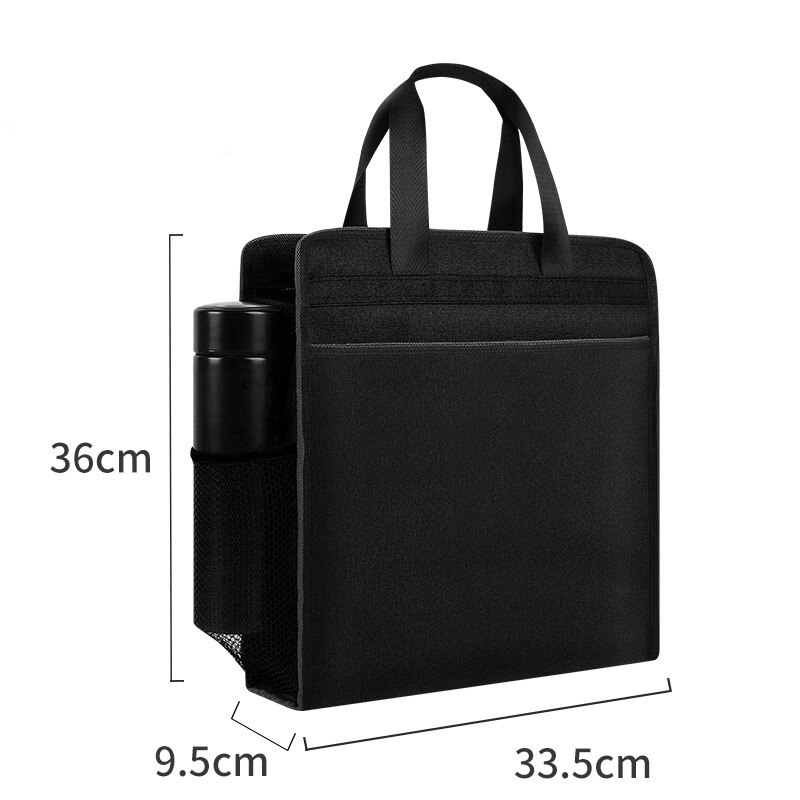 Bolsa acolchada impermeable para hombre, bolso de documentos para ordenador portátil y oficina, maletín doble, organizador masculino para documentos: black