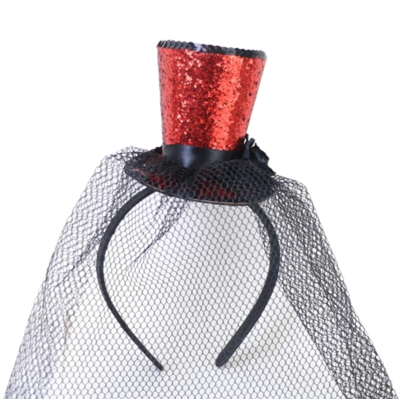 Slør top hat fascinators hårbøjle tehat til piger børn vintage pilleæskehat tehat fascinators halloween: Himmelblå