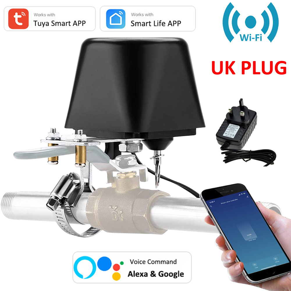 Motorized Ball Valve Watering Timer WiFi Electric Water Shutoff Controller Robot Auto Tuya Smart Alexa Google Valve Control: UK Plug