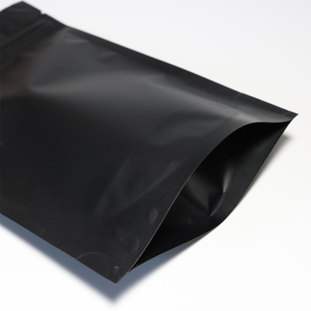 100pcs Heat Seal Zip Lock Package Bags Aluminum Foil Mylar Tear Notch Matte Black Stand Up Bag