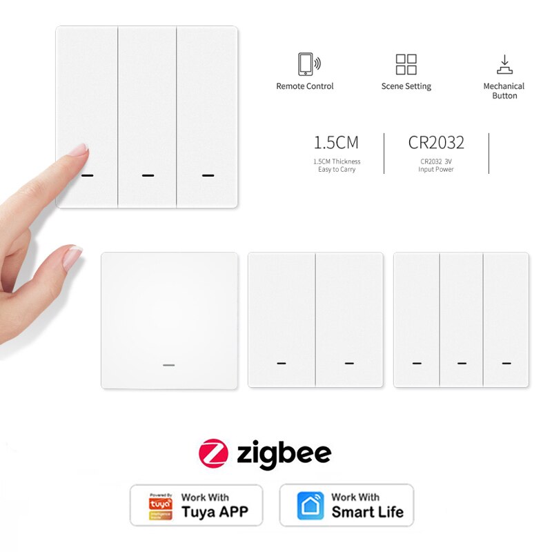 1/2/3 jengi langaton tuya zigbee kohtauskytkin painike smart life -sovellukselle kaukosäädin älykkään kodin automaatiokeskus vaaditaan