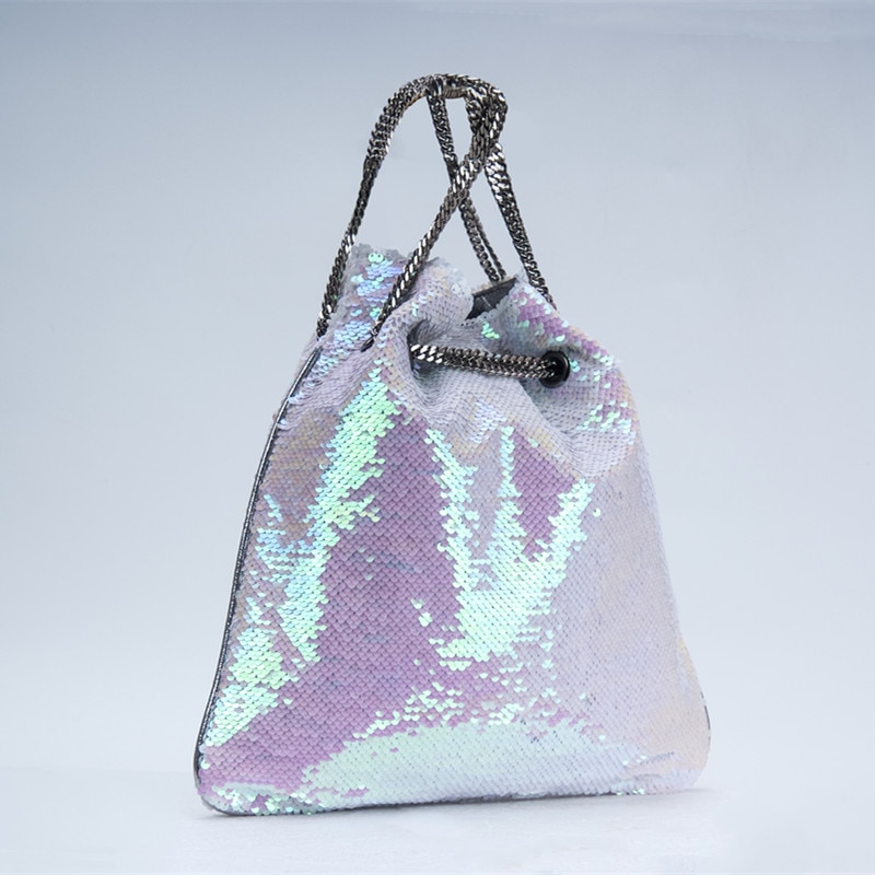 Sacs à main à paillettes sirène pour femmes, sac à paillettes avec perles pour femmes, fourre-tout de luxe, fourre-tout avec chaîne féminine, sacs à main de soirée