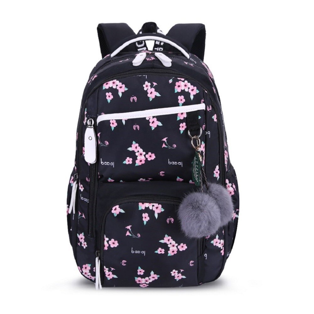 Okkid Kids Leuke Roze Bloemen Rugzak Student Schooltassen Voor Meisjes Bont Bal Vrouwelijke Laptop Rugzak 15.6 Kind Reizen tas