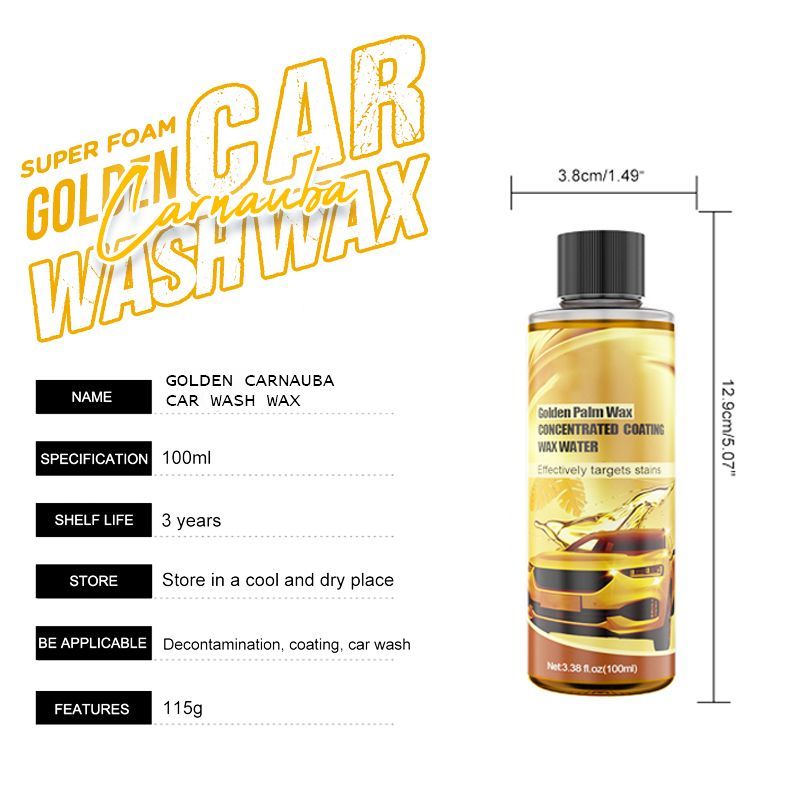 Golden Carnauba Car Wash Wax Super Gloss Ceramic Wax Car Coating Paint Care Polishing Paste Hydrophobic Quick Coat Liquid Wax: 1PC(100ml)