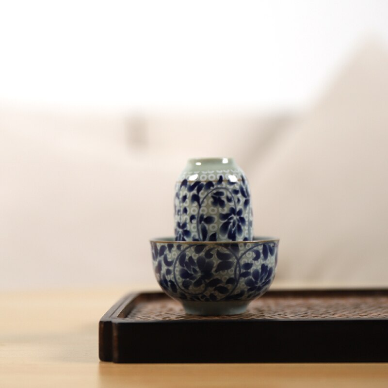 LUWU blue-and-white ceramic teacup porcelain wenxiang cup chinese kung fu cup drinkware