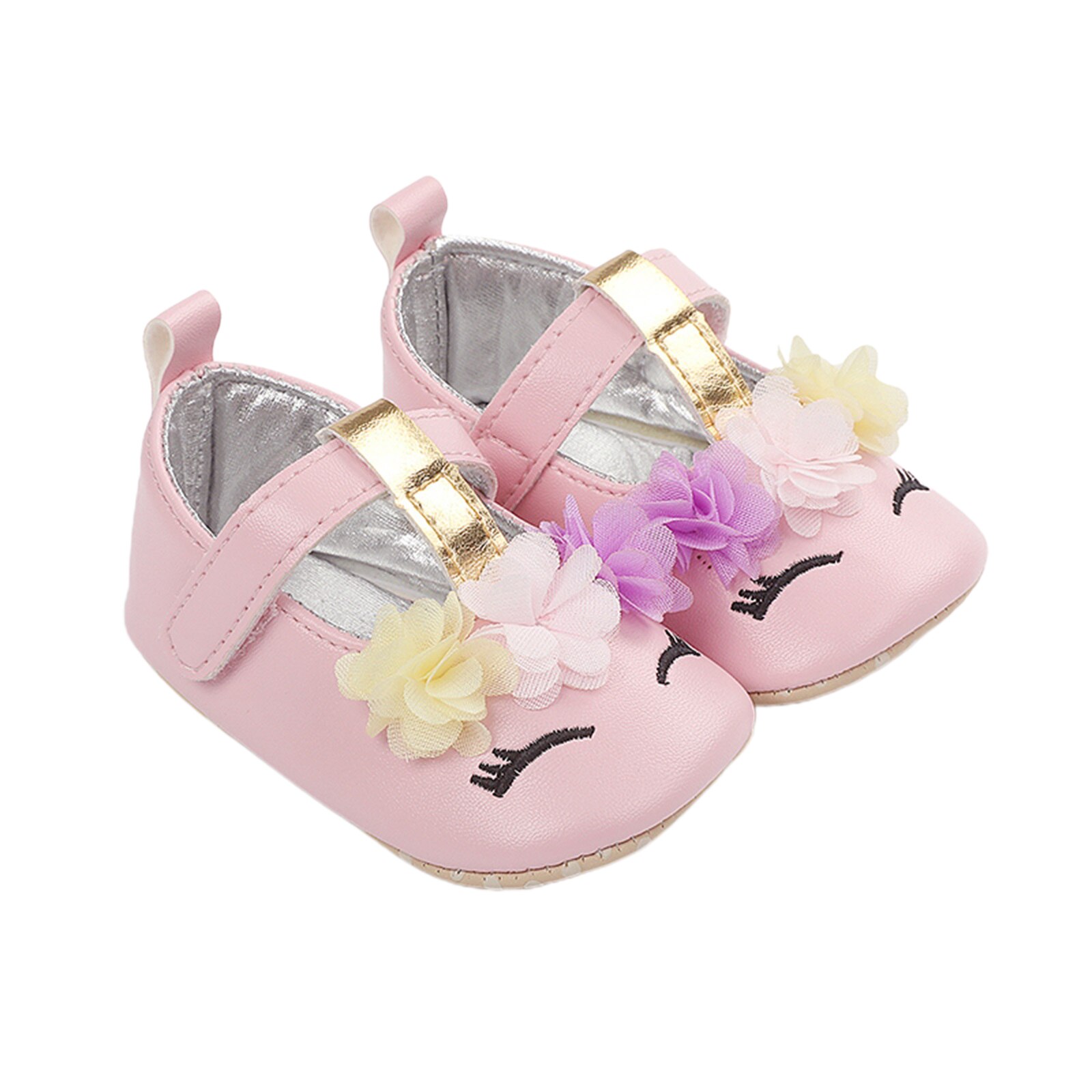 Doux bébé fille princesse chaussures fleur Mary Jane chaussures plates mocassins semelle souple antidérapant en cuir PU chaussures Prewalkers pour la fête quotidienne