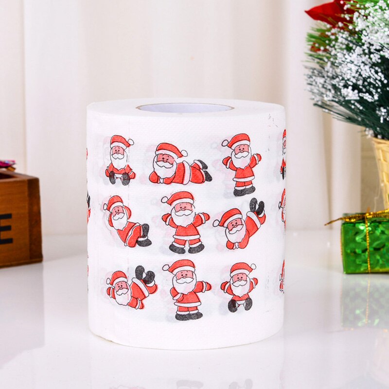 10 x 10cm kerst toiletpapier thuis kerstman print bad toiletrol papier kerst benodigdheden kerstdecoratie tissue rol: 2