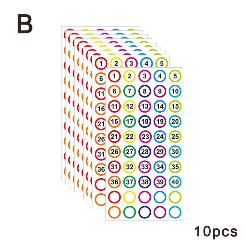 Étiquettes autocollantes numérotées rondes de 1/10 cm, étiquette de marquage numérique pour fichiers de bureau, papeterie de décoration, 1 pouce, 2.5 feuilles: 10PCS