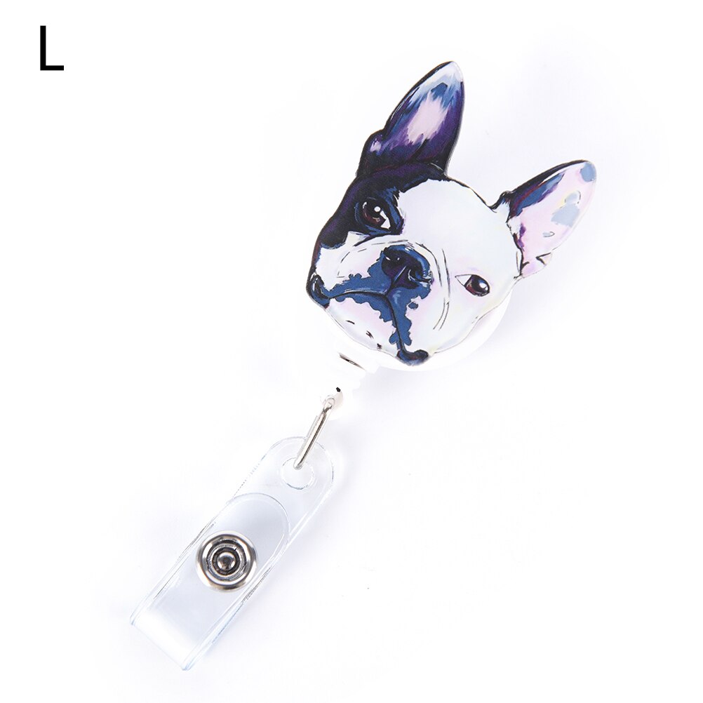 1Pcs Cute Mini Cartoon Dog Retractable Badge Reel Nurse Exihibiton ID Name Card Badge Holder: L