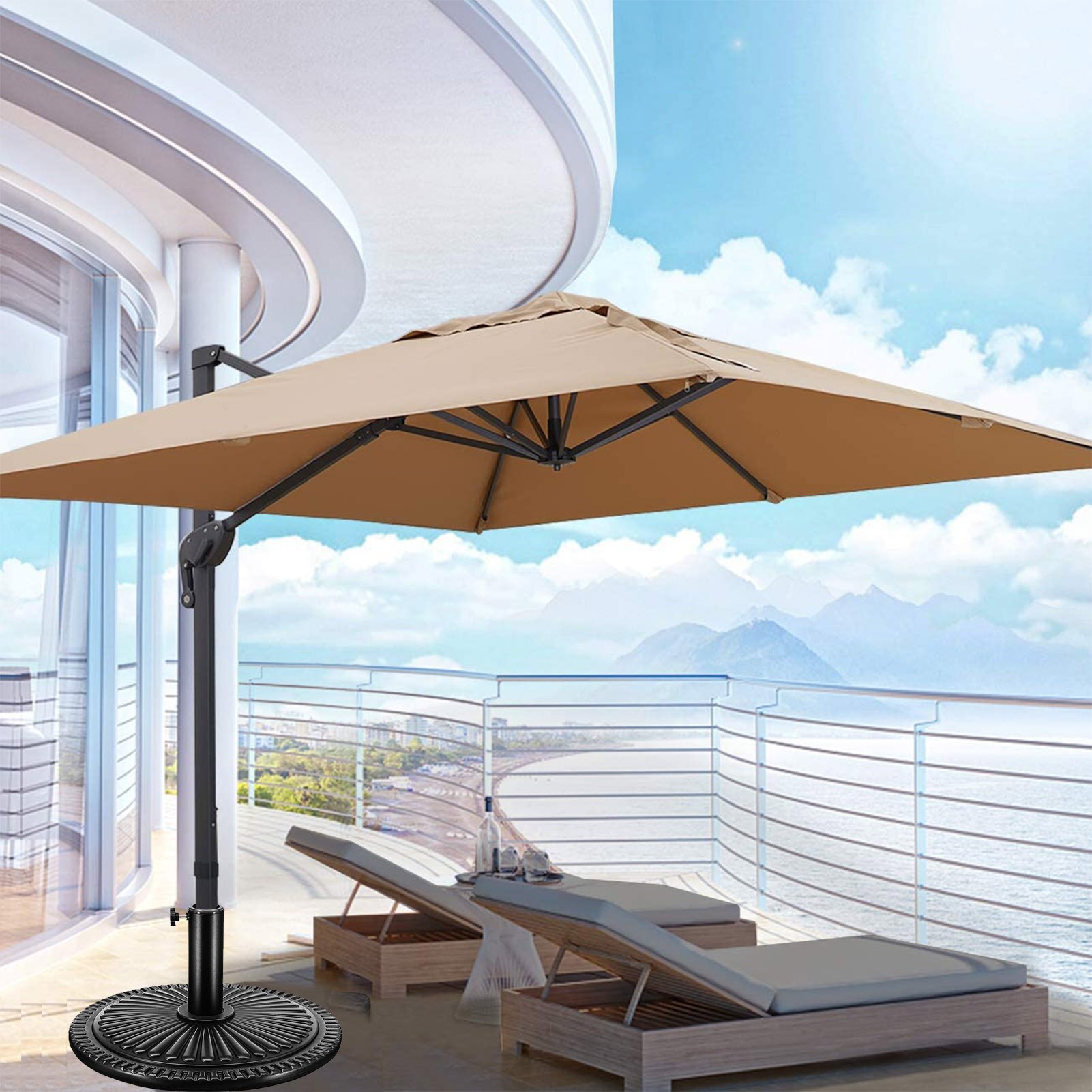 Heavy Duty Round Patio Umbrella Base 22lbs Patio Umbrella Base Weatherproof Yard Table Umbrella Stand Parasol Base Accessories