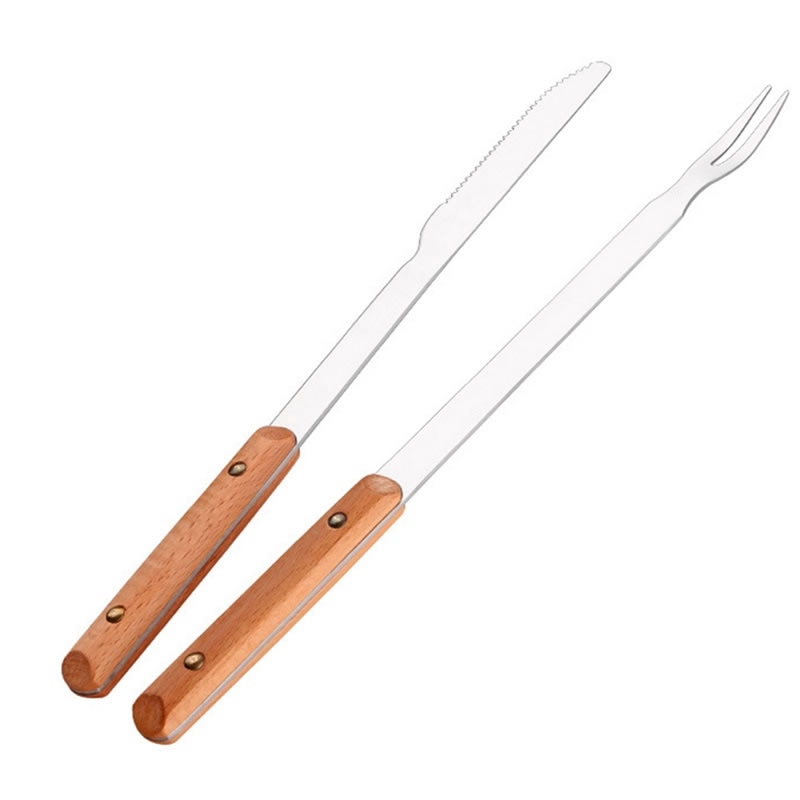 Ensemble de couteaux fourchette BBQ | En acier inoxydable pour l'extérieur, dinde porc Steak boeuf Grill Barbecue bâtons à rôtir, outils accessoires de cuisine 2 pièces