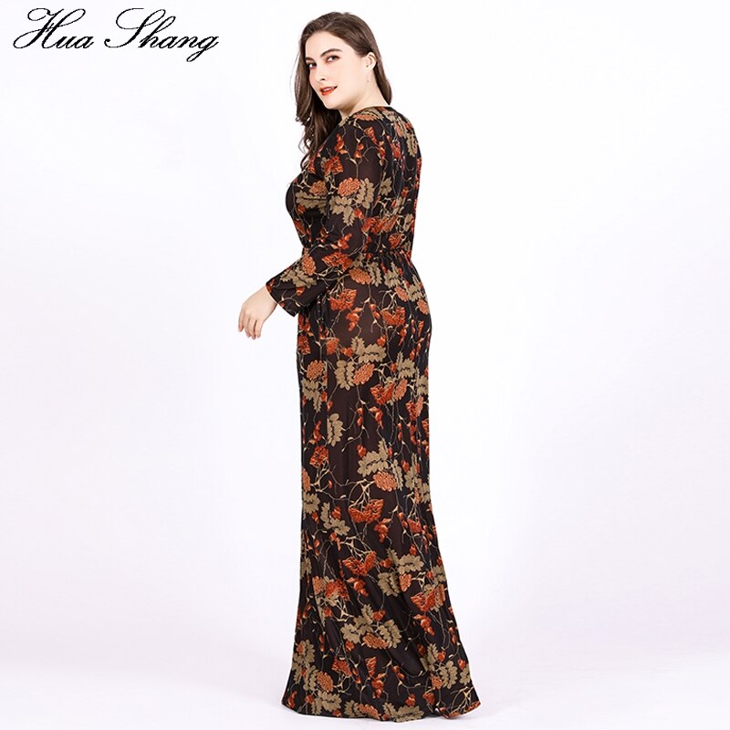 6xl plus size lange kjoler med lange ærmer kvinder sommer retro blomsterprint vintage kjole lommer gulv længde festkjole