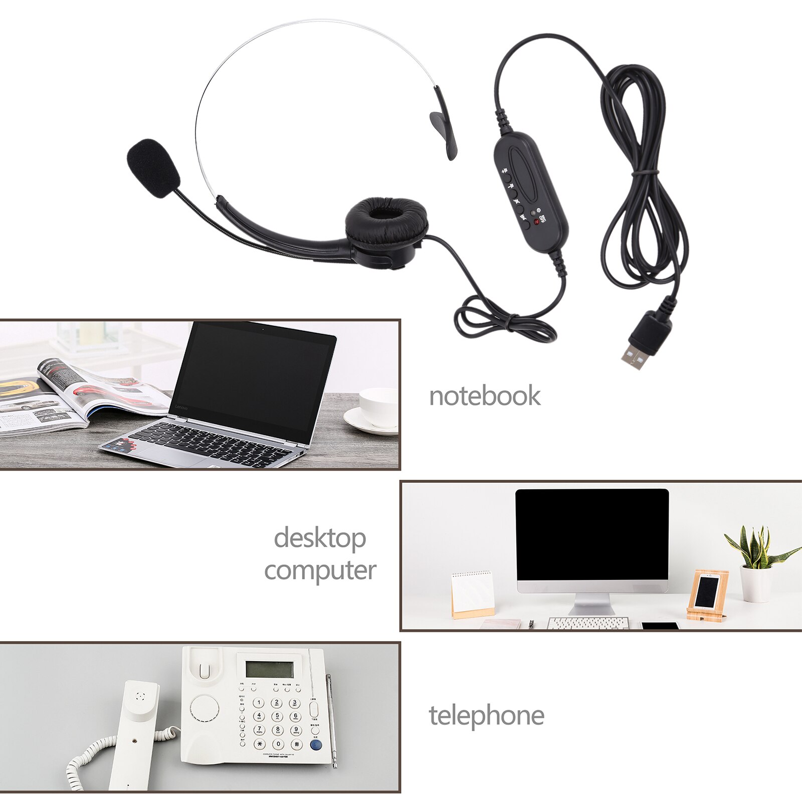 Computer Headset Computer Headphones for Laptop Call Center School and Office Mic Adjustable Headband Phone Headset