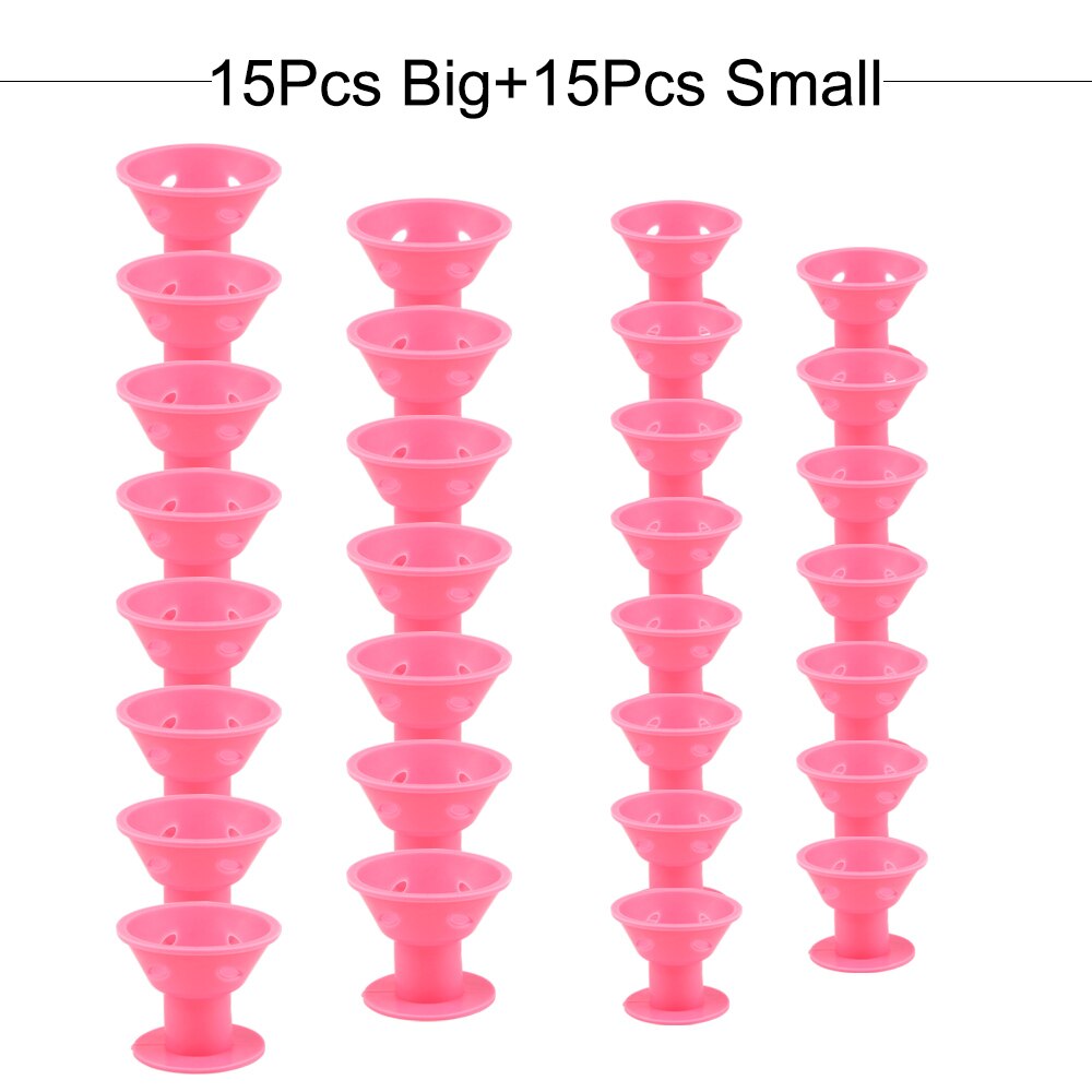 Rulos mágicos para el cuidado del cabello para mujer, rizador suave sin calor, pinza de goma, estilizador de silicona, herramienta de peinado DIY, 20/30 Uds.: 30pcs Pink