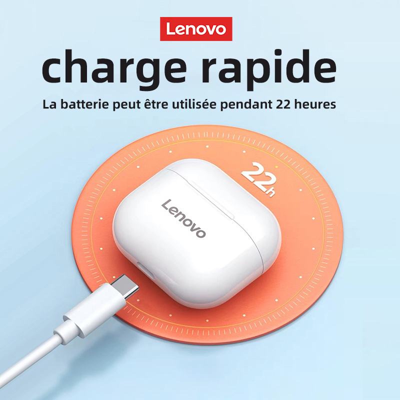 5pz Lenovo LP40 Auricolari Bluetooth Auricolare senza fili Doppia riduzione del rumore stereo basso tocco controllo pausa lungo 230mAh Xiaomi