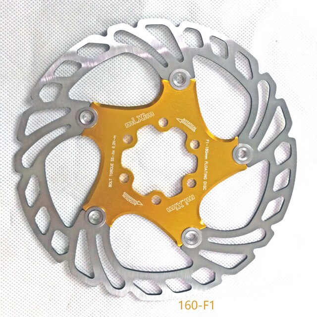 Bicycle Brake Disc Floating Rotor MTB Gravel Road Bike 140/160/180/203mm Mountain Bike Hydraulic Disc Brake Bike Parts: Gold 160mm
