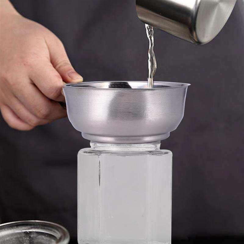 1pc Stainless Steel Funnel Square Wide Mouth Funnel Large Diameter Oil Leakage Jam Funnel With Handle Kitchen Gadget