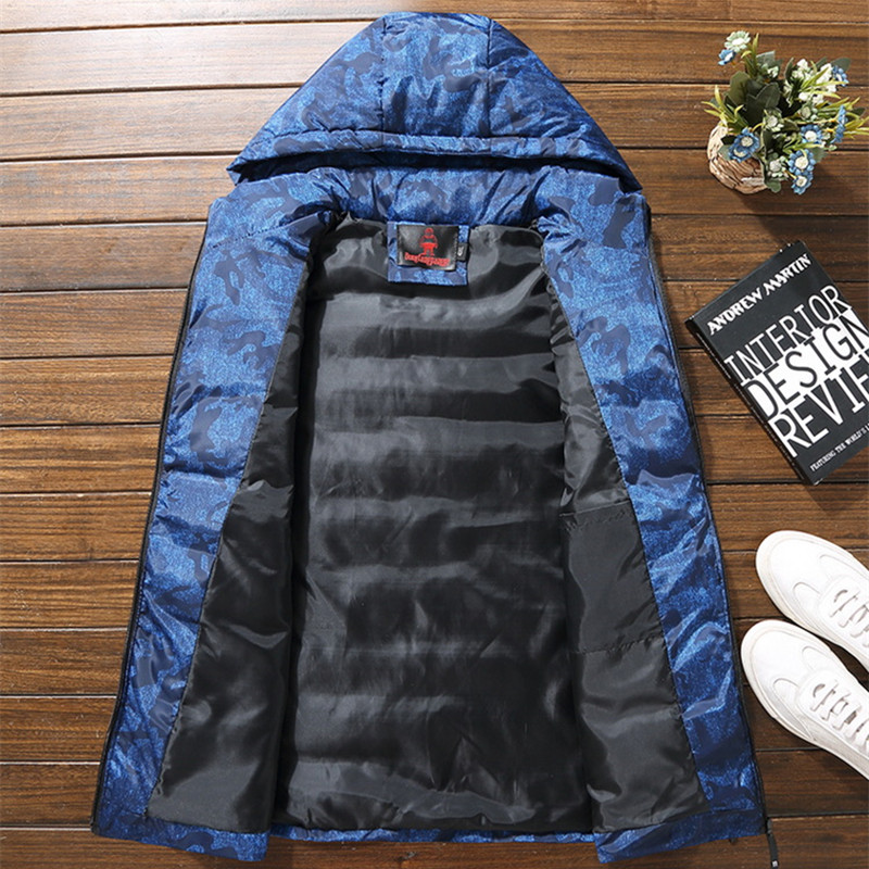 Winter Mouwloze Jas Dikker Hoed Warm Vest Camouflage Big Size 6XL 7XL 8XL 9XL Hoodie Kleding Gilet Uomo Camo Mens vest