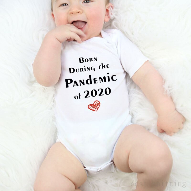 Bébé été tenue col rond manches courtes body avec pandémie de impression pour enfant en bas âge garçons filles 0-12 mois