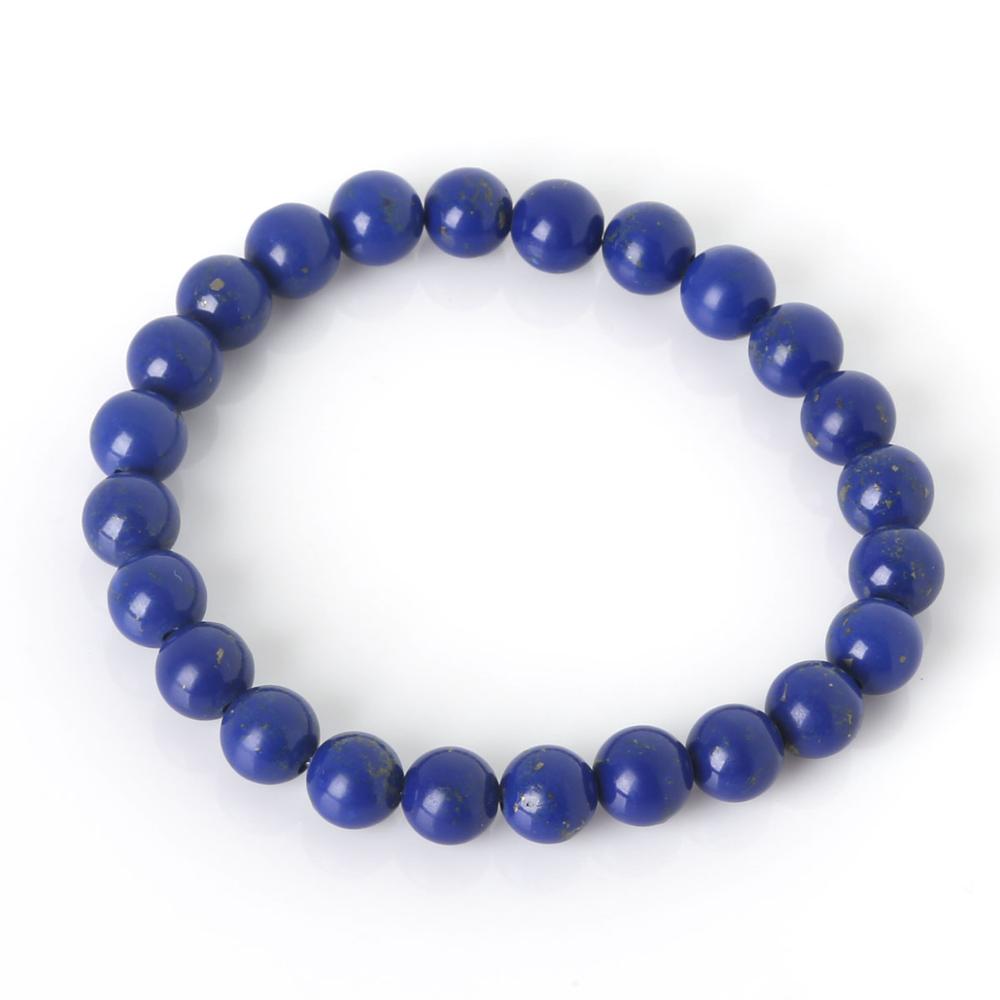 Nuevas pulseras elásticas de piedra Natural a la para hombres y mujeres, brazaletes de 8mm de amatistas con cuentas redondas de cuarzos, lapislázuli: Lapis Lazuli