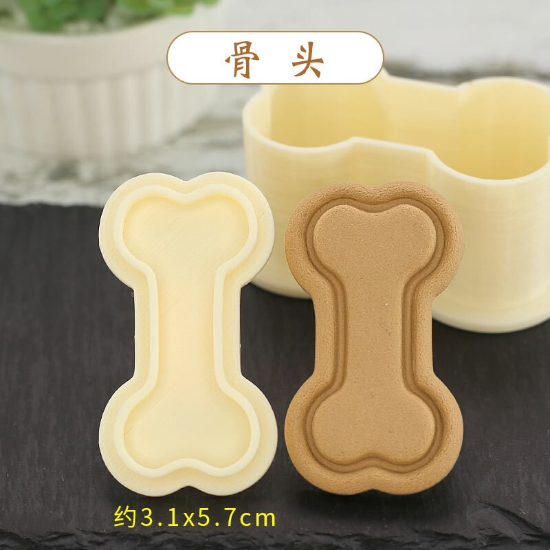 Huisdier Biscuit Mold Cartoon Kat Poot Hond Bone Kip Been Kleine Vis Zelfgemaakte Hond Snack Diy Bakvorm Pla Plastic cookie Cutter: Bone