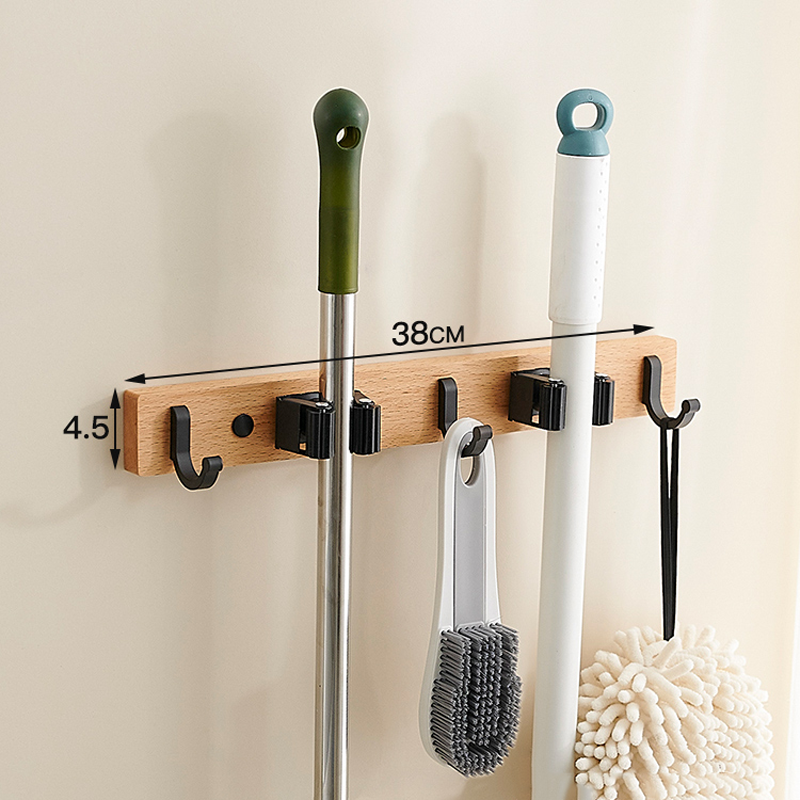 Besen haken Aufbewahrung shaken Küche Bad Organisation Zubehör für Küchen garten Waschholz Wand halterung Mop Organizer Halter: Elfenbein