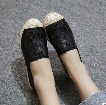 YAERNI Flats Women Shoes Spring Summer Women Casual Shoes Breathable Slip-On Loafers big size 34-43: Black / 3