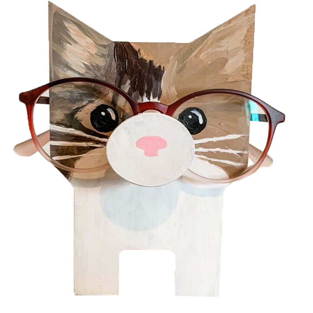 Porte-lunettes en bois sculpté à la main, support de lunettes de soleil, décoration de la maison,: Cat
