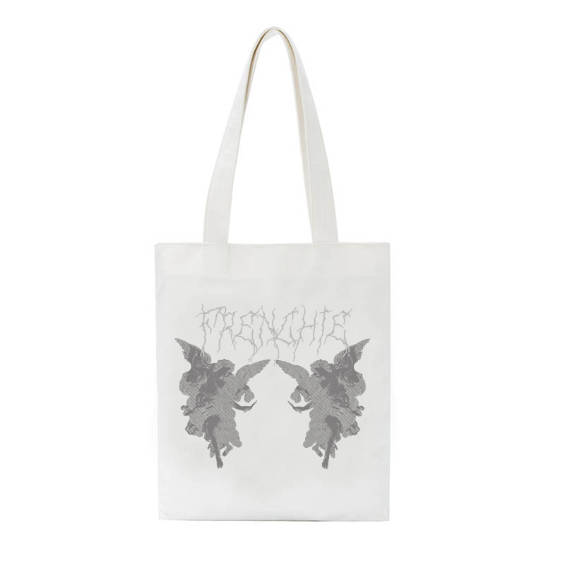 Bolso de lona con estampado de Ángel gótico para mujer, bolsa punk de gran capacidad, informal, divertida, Harajuku, bolso de hombro de estilo hip hop: Bai02