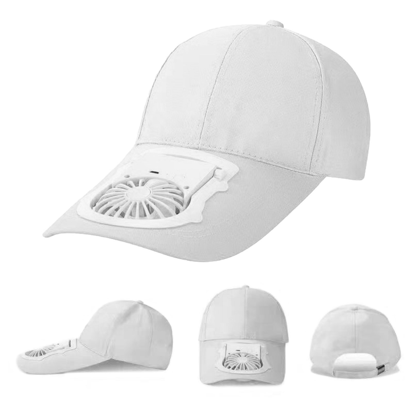 Summer Hat Fan USB Charging Breathable Sunscreen Solar Powered Fan Hat Summer Outdoor Camping Cooling Sport Hats: White