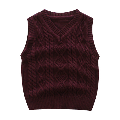 2to 6 år baby børn strikkede trøjer vest college style v-hals forår drenge tøj spædbørn børn tøj sweater vest: Rødvin / 8( tag 16)