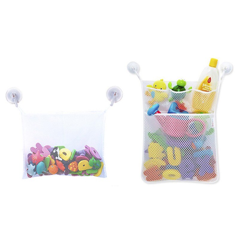 Baby Bath Toy Organizer Massive Baby Toy Storage Bin Quick Dry Storage Net + Lock Tight Suction Cups & Stickers Hooks: Default Title