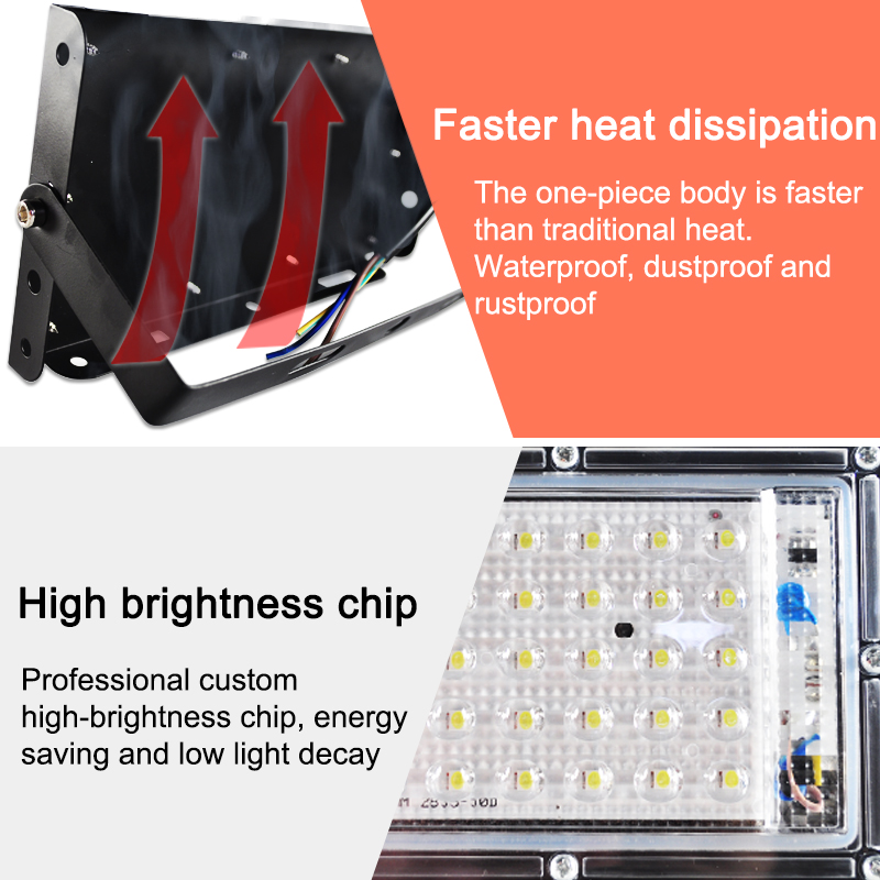 LED Flood Light 50W 3000k 6000k Floodlight street IP65 Waterproof Outdoor Wall Reflector Light AC220V 240V Garden Spotlight