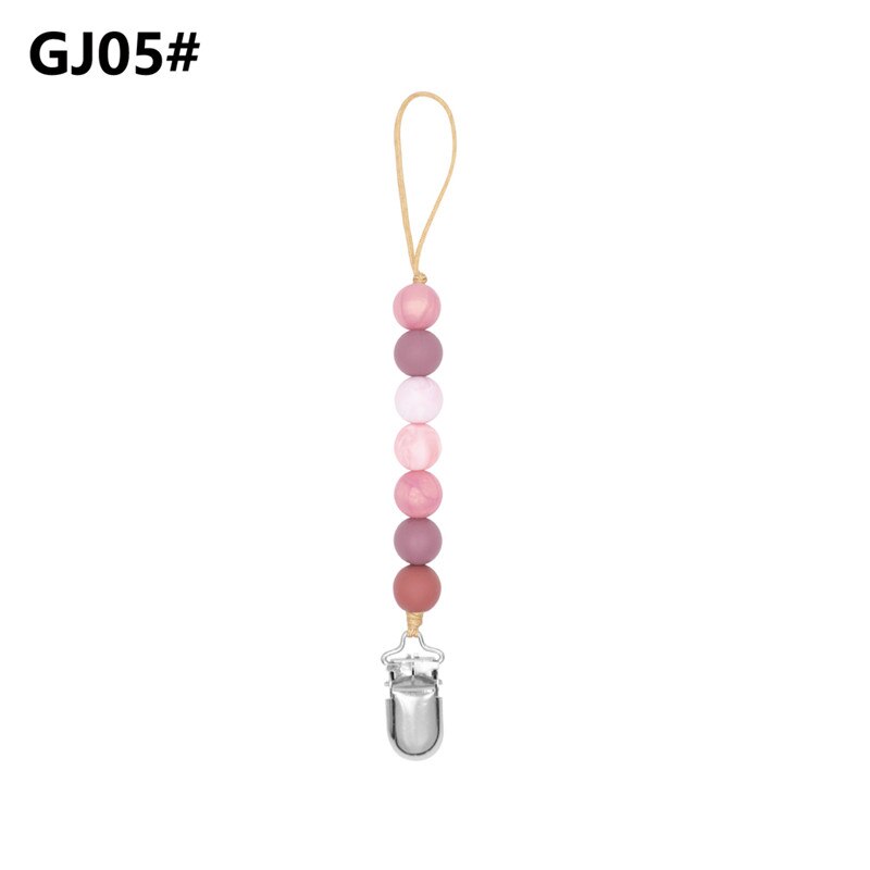 Atrapy klipsów chłopcy niemowlę dziewczyny łańcuszek smoczka silikonowe ząbkowanie ulga zabawki koraliki Soothie uchwyt na smoczek klipy prezent na niemowlę prysznic: 5