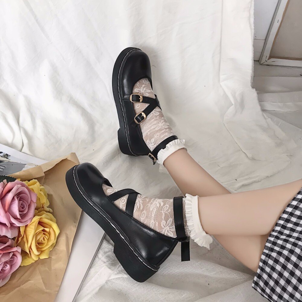 Femmes Oxfords richelieu chaussures noires été en cuir verni bout rond chaussures femme en cuir Creepers chaussures pour femmes taille 39