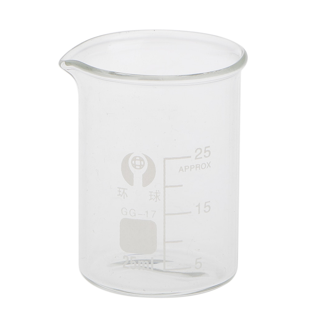 25ml Borosilicate Glass Beaker -- Graduated Low Form Measuring Beakers - Lab