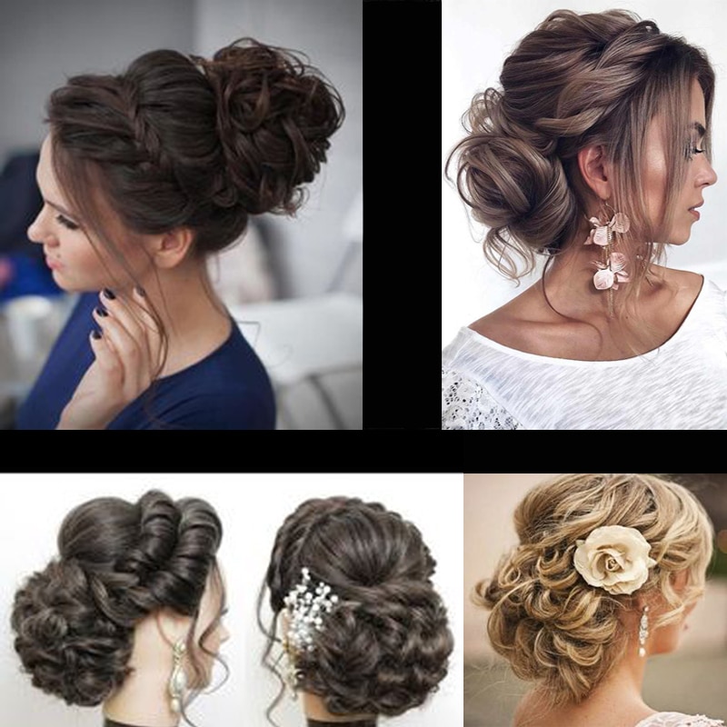XUANGUANG-Chignon de coiffure synthétique élastique | Cheveux bouclés, rouge châtain clair noir marron, grand Chignon avec cordon de serrage, bandeau en caoutchouc