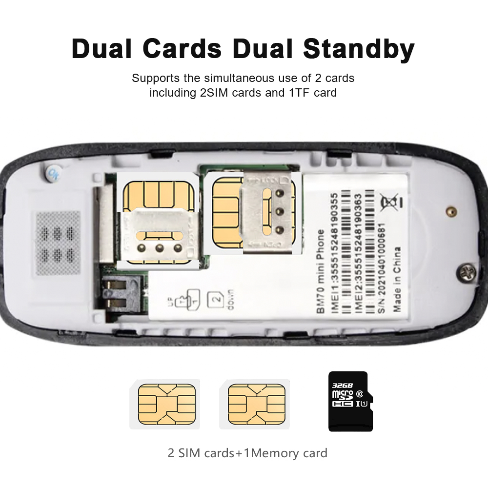 Mini mobiele telefoon Dubbele kaarten Bluetooth-oproep Lage straling Mobiele telefoon Opname Wekker Blacklist Kleine telefoon voor sport