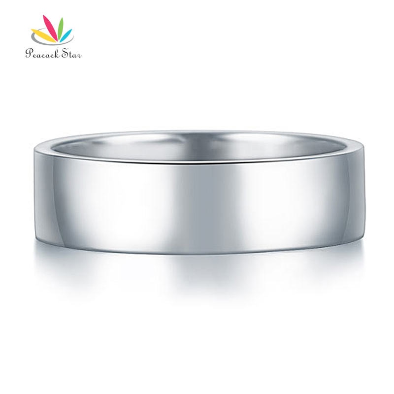 Peacock Star High Polished Men's Solid Sterling Solid 925 Silver Wedding Band Ring Jewelry CFR8056