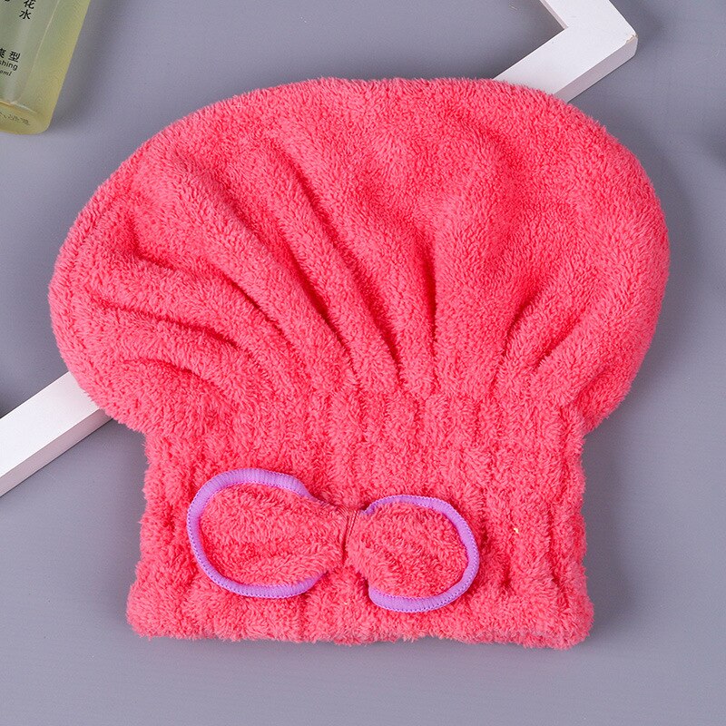 1 st 5 färger färgglad duschmössa inslagna handdukar badrumsmössor i mikrofiber fast superfint snabbtorkande hårbad: Röd
