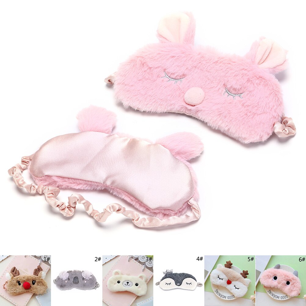 Sleep Eye Mask Cartoon Plush Eye Shade Bandage Rest Travel Relax Sleeping Aid Blindfold Cover Eye Patch Eye Care Tool
