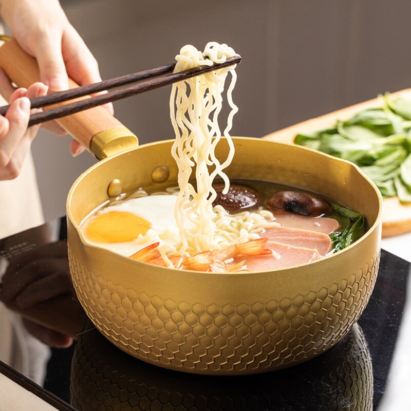 Marmite japonaise en or De luxe pour nouilles Ramen, couvercle en verre antiadhésif, ustensiles De cuisine OC50MG