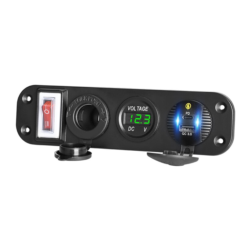 Gniazdo USB PD mocowanie panelu zapalniczka samochodowa QC 12V wtyczka podwójna ładowarka samochodowa robić telefonu 3.0 szybki woltomierzem doprowadziło z włącznikiem/wyłącznikiem rakiet