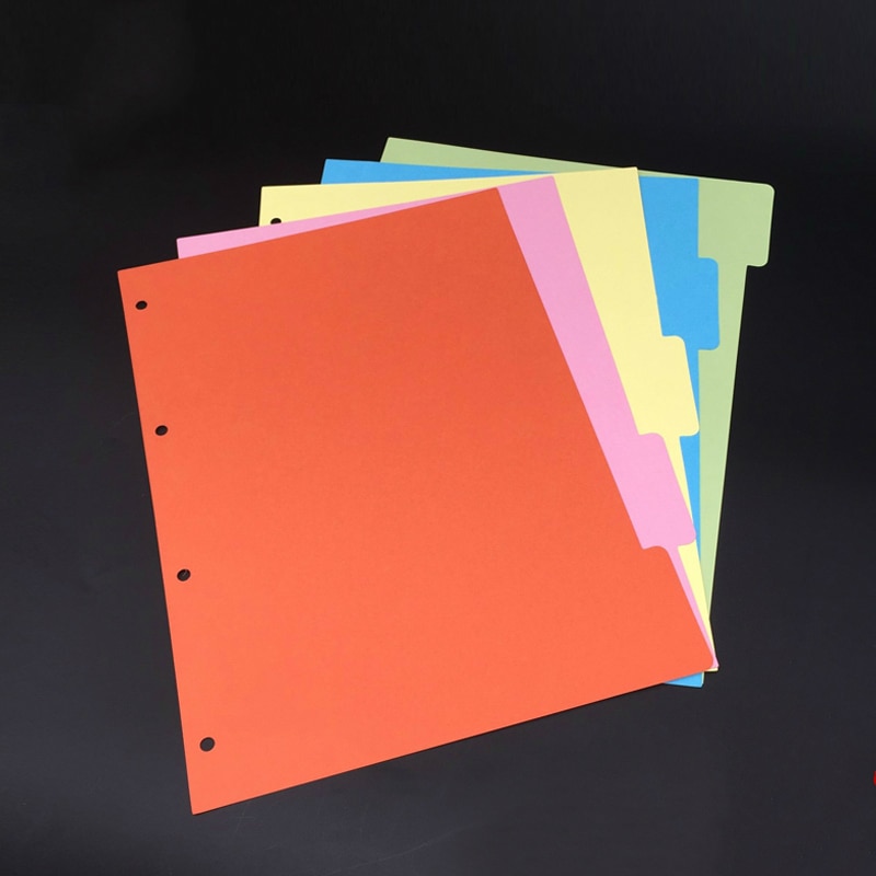 5 Stks/set A4 Kleur Index Pagina Losbladige Boek Separator Papier Handbook Classificatie Pagina 4 Gat Notepad Index Papier