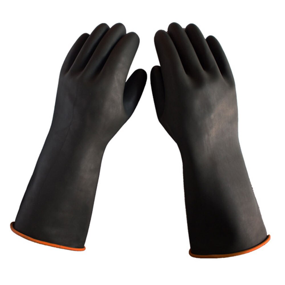 Long Gauntlets Black Thicken Heavy Duty Resist Acid Gardening Oil Protective Chemical Gloves Alkali Latex Industrial Safety Work: Default Title