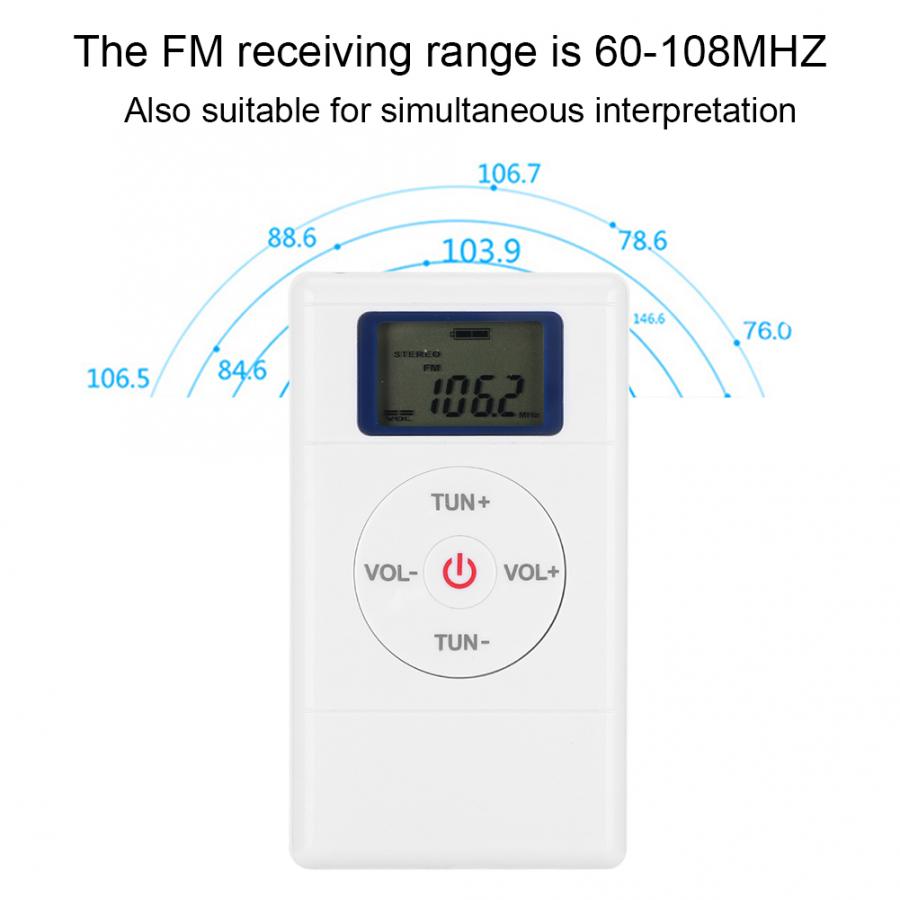 Radio am fm mini digital tuning fm radio højfølsom bærbar afspiller med snor og øretelefon bilradio mini radio