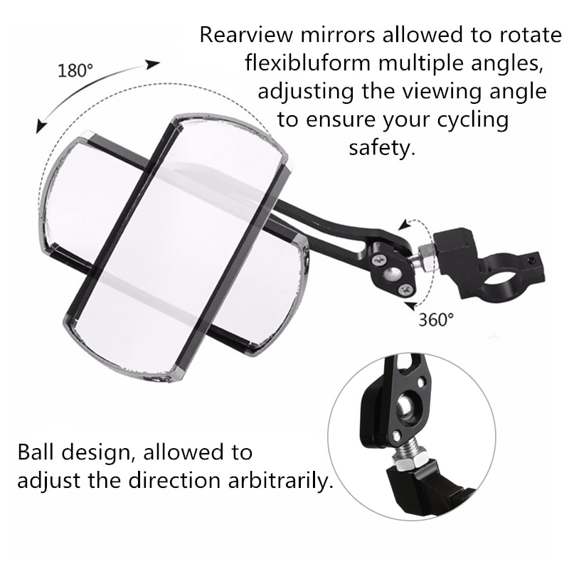 1 par 360 roterende fjellvei motorsykkel sykkel bakspeil sykling rektangel speil reflektor sykkel styre tilbehør