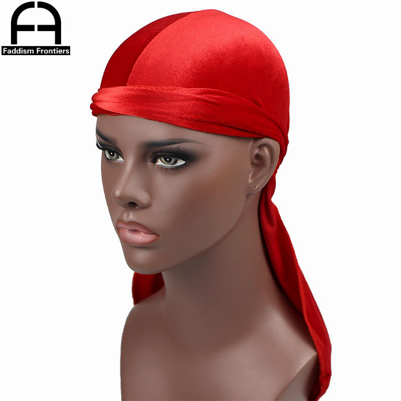 Men's Velvet Durags Bandana Turban Hat Wigs Doo Men Durag Biker Headwear Headband Pirate Hat Hair Accessories: Red