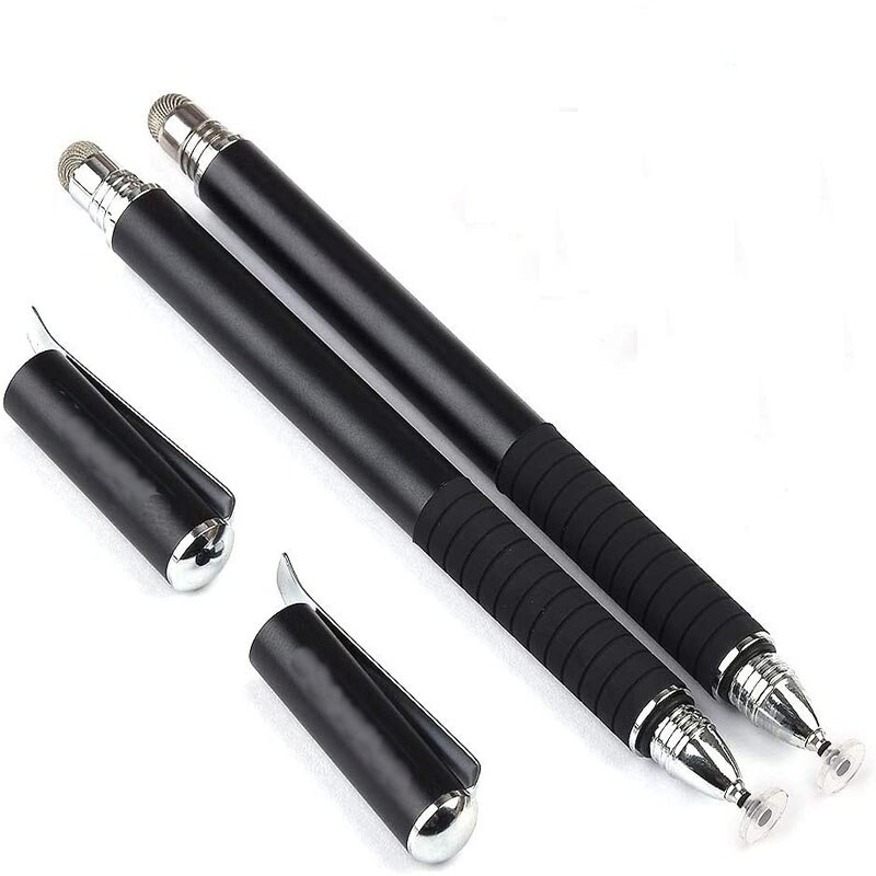 2 in 1 Precision Series Disc Stylus Drawing Touch Pen with 2 Replaceable Disc Tips and 1 Fiber Tip for All Touch Screen Devices